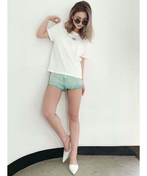 GYDA（ジェイダ）の「ケミカルJ/W デニムショーパン（デニムパンツ・レディース・ピンク/ブルー/グリーン・SMALL/MEDIUM/X-SMALL）」の9枚目の写真