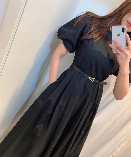 emi+（エミプラス）の「ボリューム袖 ロングワンピース（シャツワンピース・レディース・ホワイト/ブラック/ブルー/グリーン/ライトパープル/キャメル/ネイビー/グレー・FREE）」の15枚目の写真