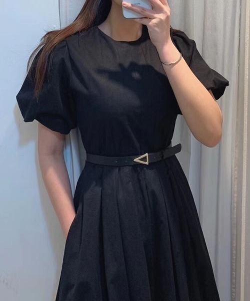 emi+（エミプラス）の「ボリューム袖 ロングワンピース（シャツワンピース・レディース・ホワイト/ブラック/ブルー/グリーン/ライトパープル/キャメル/ネイビー/グレー・FREE）」の20枚目の写真