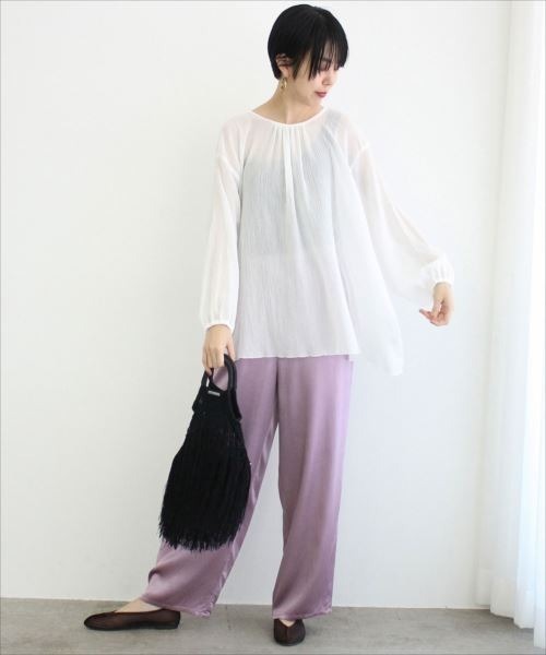 ADAM ET ROPE'（アダムエロペ）の「楊柳バックリボンブラウス（シャツ/ブラウス・レディース・ホワイト/グリーン系その他・FREE）」の3枚目の写真