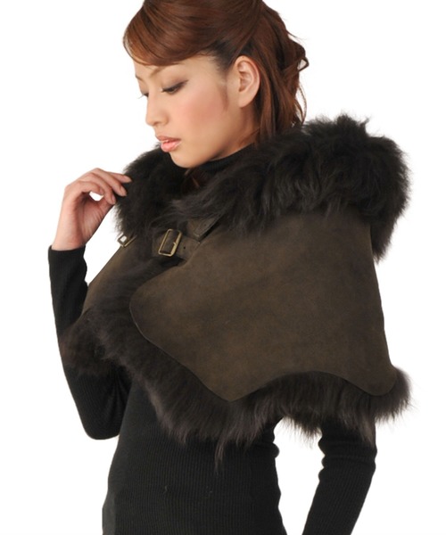 ムートンファーWフェイスケープ（ポンチョ）｜sankyo shokai