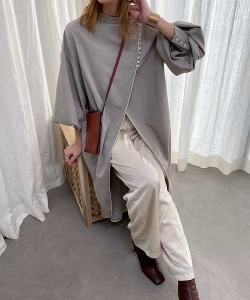 CFT.（シフト）の「CFT.　layer piping long SH（ワンピース・レディース・アイボリー/ブルー/グレイッシュベージュ・FREE）」の10枚目の写真