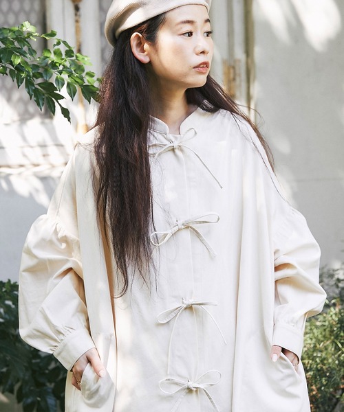 and R（アンドアール）の「リボン結びワンピース（ワンピース・レディース・ベージュ/ブラック/アイボリー・FREE）」の5枚目の写真