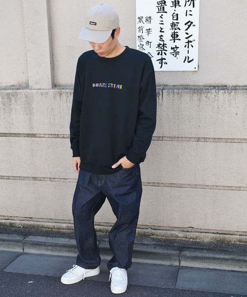 DOUBLE STEAL（ダブルスティール）の「Colorful Logo 裏起毛クルー（スウェット・メンズ・ブラック/トップグレー/ホワイト・MEDIUM/LARGE/X-LARGE）」の8枚目の写真
