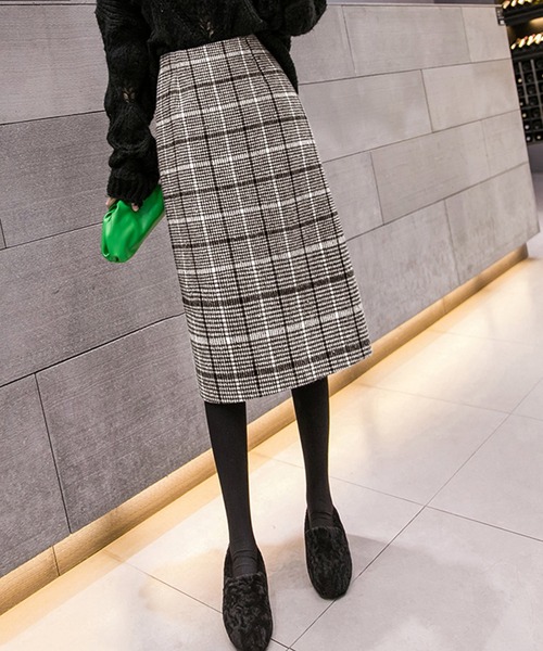 Pittok(ピットク)の「グレンチェック柄 ミモレ丈 台形スカート(スカート・レディース・ブラウン/グレー・M)」の12枚目の写真