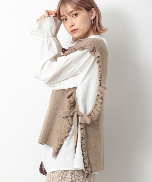 Heather(ヘザー)の「フリルニットベスト&ブラウスSET 929157(シャツ/ブラウス・レディース・ブラック系その他/ベージュ系その他/ブルー系その他・FREE)」の7枚目の写真