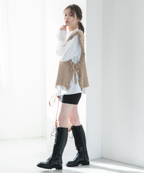 Heather(ヘザー)の「フリルニットベスト&ブラウスSET 929157(シャツ/ブラウス・レディース・ブラック系その他/ベージュ系その他/ブルー系その他・FREE)」の15枚目の写真