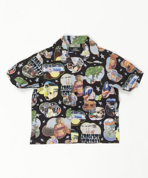 JOEY HYSTERIC（ジョーイヒステリック）の「FLAMING ROCK柄 アロハシャツ（シャツ/ブラウス・キッズ・ホワイト系その他/ブラック系その他・SMALL/MEDIUM）」の2枚目の写真
