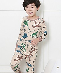 TeddyShop | キッズ 長袖総柄コットンパジャマ 上下2点セット(ルームウェア/パジャマ)