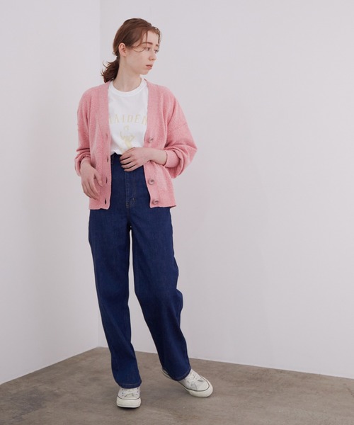 MADEMOISELLE ROPE'（マドモアゼル ロペ）の「【秋まで使える】【ドライタッチ】ビッグボタンカーディガン（カーディガン/ボレロ・レディース・チャコールグレー/レッド系その他・38）」の3枚目の写真