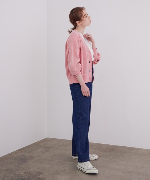 MADEMOISELLE ROPE'（マドモアゼル ロペ）の「【秋まで使える】【ドライタッチ】ビッグボタンカーディガン（カーディガン/ボレロ・レディース・チャコールグレー/レッド系その他・38）」の18枚目の写真