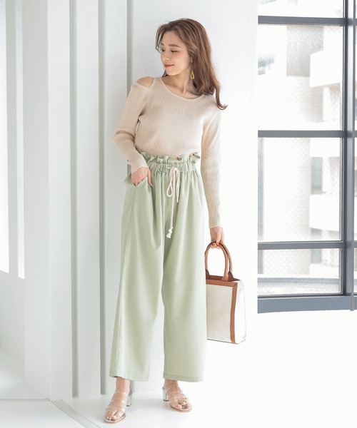 KOBE LETTUCE（コウベレタス）の「ショルダーカッティングニットトップス（ニット/セーター・レディース・アイボリー/ネイビー/オレンジ/パープル・FREE）」の9枚目の写真