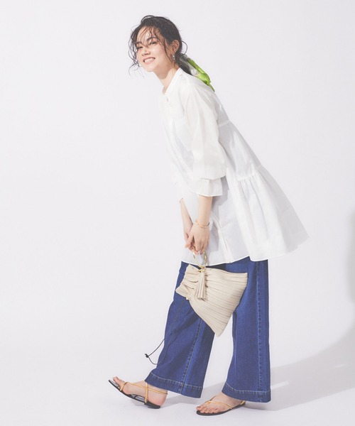 Abahouse Devinette（ドゥヴィネット）の「【BRAHMIN】ワイドデニムパンツ（デニムパンツ・レディース・ライトグレー/インディゴブルー・36/40）」の5枚目の写真