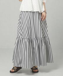 ＜ma couleur＞ ティアード ストライプ マキシスカート