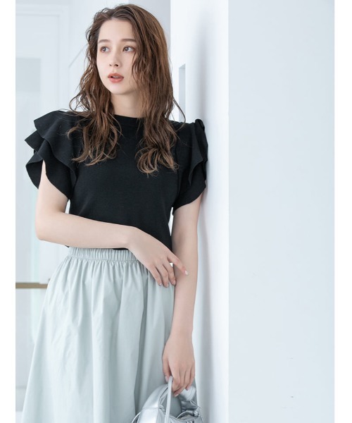 fifth(フィフス)の「ショルダーフリルティアードニット(ニット/セーター・レディース・ホワイト/ブラック・MEDIUM)」の4枚目の写真