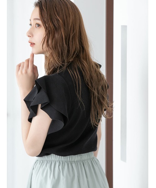 fifth(フィフス)の「ショルダーフリルティアードニット(ニット/セーター・レディース・ホワイト/ブラック・MEDIUM)」の6枚目の写真