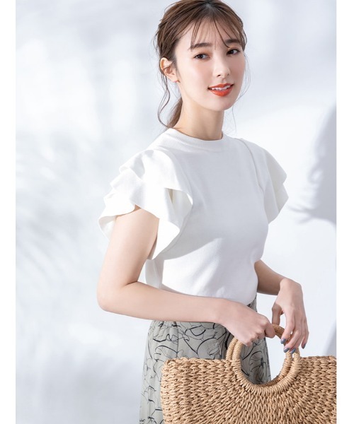 fifth(フィフス)の「ショルダーフリルティアードニット(ニット/セーター・レディース・ホワイト/ブラック・MEDIUM)」の11枚目の写真