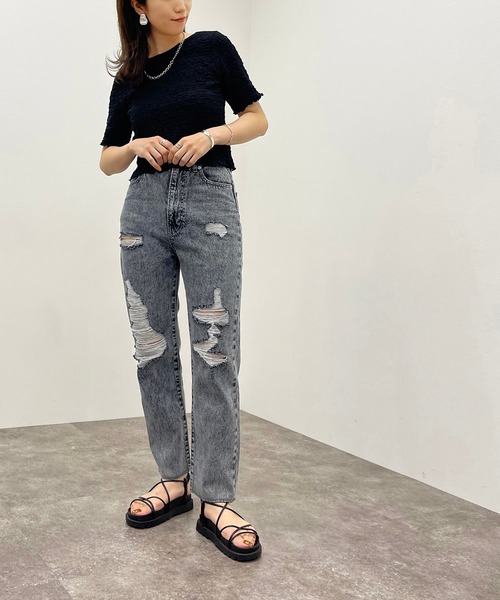 apres jour mignon(アプレジュールミニョン)の「クラッシュデニム 【ZOZOTOWN限定アイテム】(デニムパンツ・レディース・ライトブルー/グレー系その他/オフホワイト・LARGE/MEDIUM/SMALL/X-LARGE)」の19枚目の写真