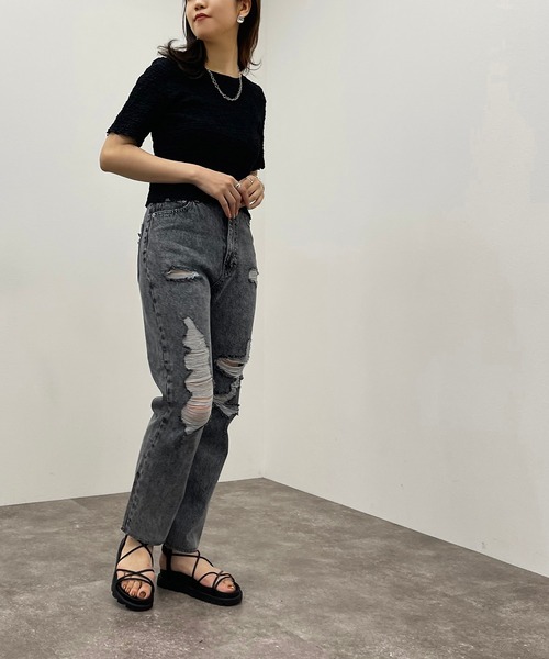 apres jour mignon(アプレジュールミニョン)の「クラッシュデニム 【ZOZOTOWN限定アイテム】(デニムパンツ・レディース・ライトブルー/グレー系その他/オフホワイト・LARGE/MEDIUM/SMALL/X-LARGE)」の20枚目の写真