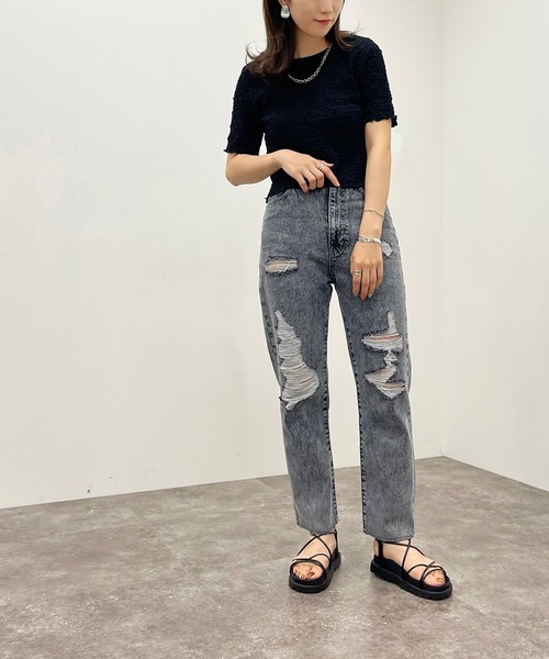 apres jour mignon(アプレジュールミニョン)の「クラッシュデニム 【ZOZOTOWN限定アイテム】(デニムパンツ・レディース・ライトブルー/グレー系その他/オフホワイト・LARGE/MEDIUM/SMALL/X-LARGE)」の21枚目の写真