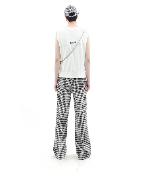 BASIC COTTON（ベーシックコットン）の「【BASIC COTTON/ベイシックコット ベーシックコットン】BCN LOGO STITCH VEST/ロゴベスト ステッチベスト Vネックベスト（ベスト・メンズ・ホワイト/ブラック・ONE SIZE）」の9枚目の写真