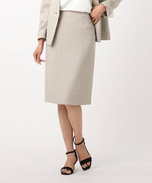 UNTITLED（アンタイトル）の「◆【洗える・抗菌防臭】ドレッサーアーステックリネンタイトスカート（スーツスカート・レディース・ライトグレー/ベージュ/ネイビー・01/99/00/03/02）」の2枚目の写真