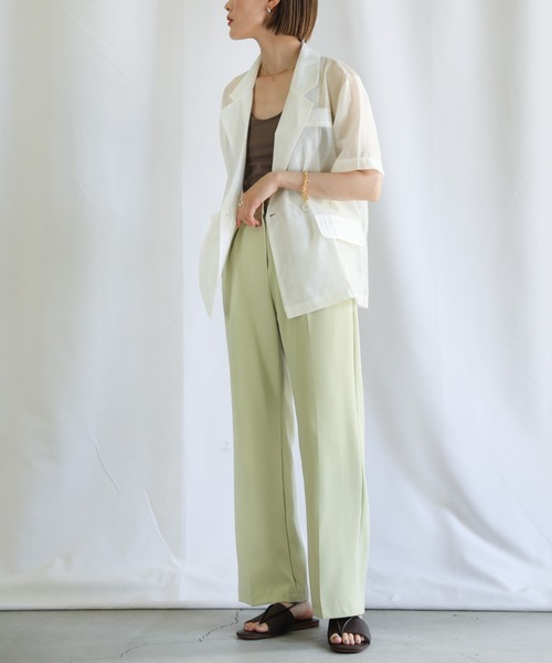 select MOCA（セレクトモカ）の「2021 SS シアーシャツジャケット（テーラードジャケット・レディース・ホワイト/ブルー・FREE）」の5枚目の写真