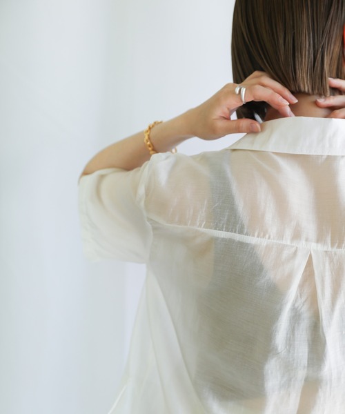 select MOCA（セレクトモカ）の「2021 SS シアーシャツジャケット（テーラードジャケット・レディース・ホワイト/ブルー・FREE）」の9枚目の写真