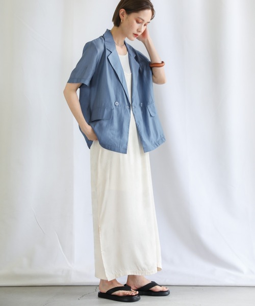 select MOCA（セレクトモカ）の「2021 SS シアーシャツジャケット（テーラードジャケット・レディース・ホワイト/ブルー・FREE）」の10枚目の写真