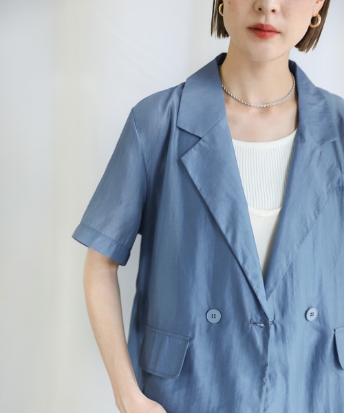 select MOCA（セレクトモカ）の「2021 SS シアーシャツジャケット（テーラードジャケット・レディース・ホワイト/ブルー・FREE）」の12枚目の写真
