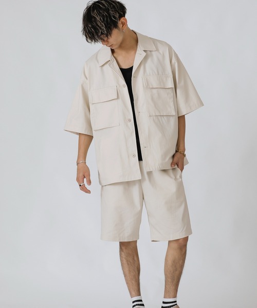 Beno(ビーノ)の「Chef’s Choice ワイドシルエット ダブルポケット CPO 半袖シャツ(シャツ/ブラウス・メンズ・チャコールグレー/ブラック/ベージュ/ネイビー/オフホワイト/オリーブ/インディゴブルー/ホワイト系その他/ブラック系その他/グレー系その他/ベージュ系その他/ストライプ/ワンウォッシュ/グレイッシュブルー/ネイビー×ホワイト・M/L/XL)」の21枚目の写真