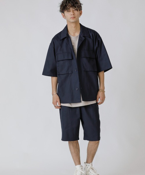 Beno(ビーノ)の「Chef’s Choice ワイドシルエット ダブルポケット CPO 半袖シャツ(シャツ/ブラウス・メンズ・チャコールグレー/ブラック/ベージュ/ネイビー/オフホワイト/オリーブ/インディゴブルー/ホワイト系その他/ブラック系その他/グレー系その他/ベージュ系その他/ストライプ/ワンウォッシュ/グレイッシュブルー/ネイビー×ホワイト・M/L/XL)」の22枚目の写真