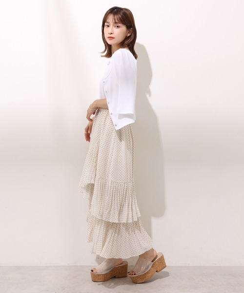 one after another NICE CLAUP(ワンアフターアナザーナイスクラップ)の「プリーツラッフルスカート(スカート・レディース・ブラック/オレンジ/アイボリー/ドット・FREE)」の12枚目の写真