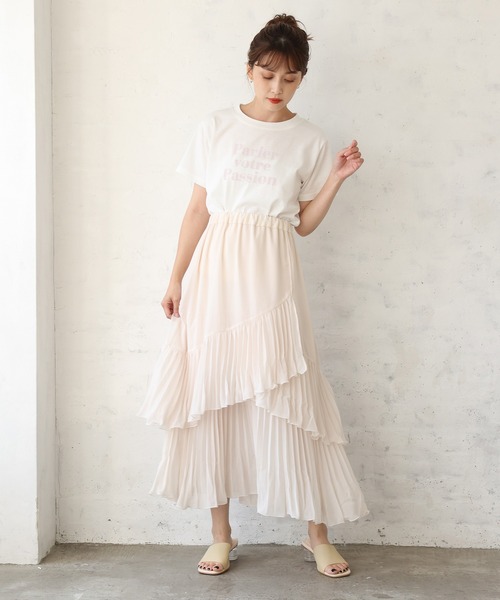 one after another NICE CLAUP(ワンアフターアナザーナイスクラップ)の「プリーツラッフルスカート(スカート・レディース・ブラック/オレンジ/アイボリー/ドット・FREE)」の19枚目の写真