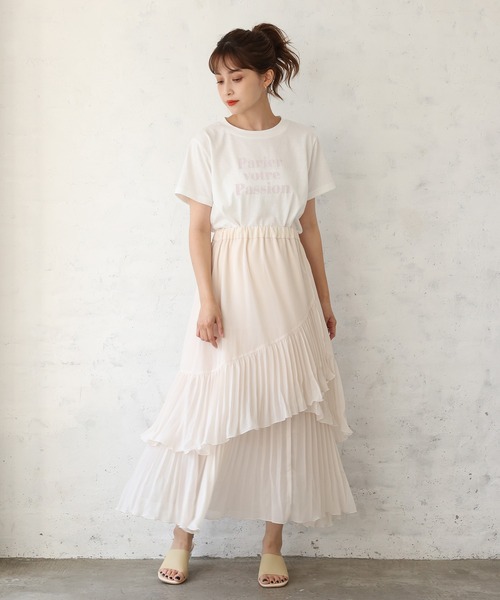one after another NICE CLAUP(ワンアフターアナザーナイスクラップ)の「プリーツラッフルスカート(スカート・レディース・ブラック/オレンジ/アイボリー/ドット・FREE)」の20枚目の写真