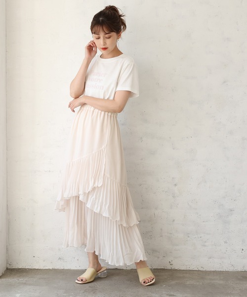 one after another NICE CLAUP(ワンアフターアナザーナイスクラップ)の「プリーツラッフルスカート(スカート・レディース・ブラック/オレンジ/アイボリー/ドット・FREE)」の22枚目の写真