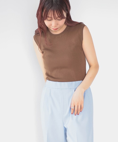 B:MING by BEAMS（ビーミングバイビームス）の「B:MING by BEAMS / ウォッシャブル リブ ノースリーブニット（ニット/セーター・レディース・ブラウン/ベージュ/ブラック/レッド系その他2・ONE SIZE）」の3枚目の写真