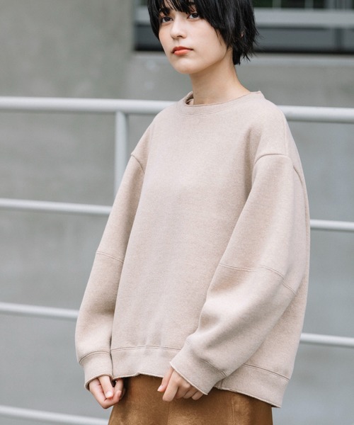 Munich（ミューニック）の「イタリーリサイクルウールリバーニット　バルーンスリーブスウェット（スウェット・レディース・ブラック/ベージュ/ブラウン/グレー・FREE）」の4枚目の写真