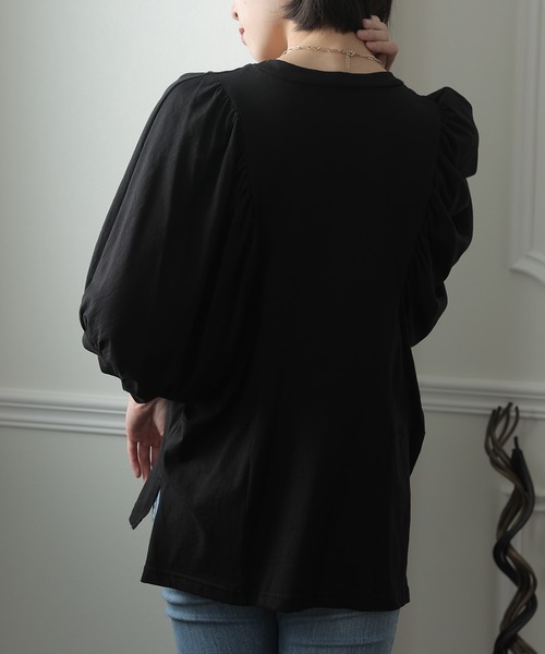 ElegChic（エレグシック）の「ドルマンギャザー袖カットソー（Tシャツ/カットソー・レディース・チャコールグレー/ブラック/ライトベージュ/ホワイト・L/XL/M）」の7枚目の写真