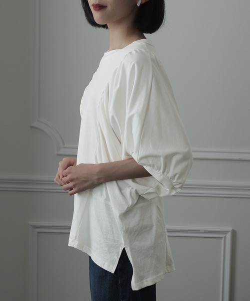 ElegChic（エレグシック）の「ドルマンギャザー袖カットソー（Tシャツ/カットソー・レディース・チャコールグレー/ブラック/ライトベージュ/ホワイト・L/XL/M）」の10枚目の写真