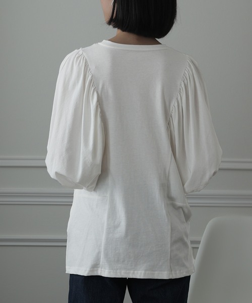 ElegChic（エレグシック）の「ドルマンギャザー袖カットソー（Tシャツ/カットソー・レディース・チャコールグレー/ブラック/ライトベージュ/ホワイト・L/XL/M）」の11枚目の写真