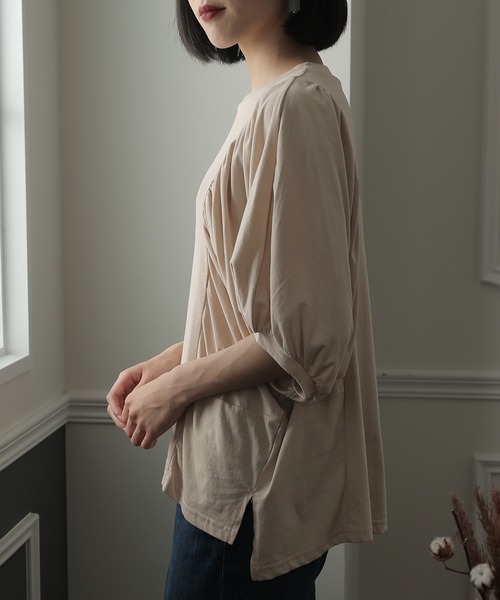 ElegChic（エレグシック）の「ドルマンギャザー袖カットソー（Tシャツ/カットソー・レディース・チャコールグレー/ブラック/ライトベージュ/ホワイト・L/XL/M）」の14枚目の写真