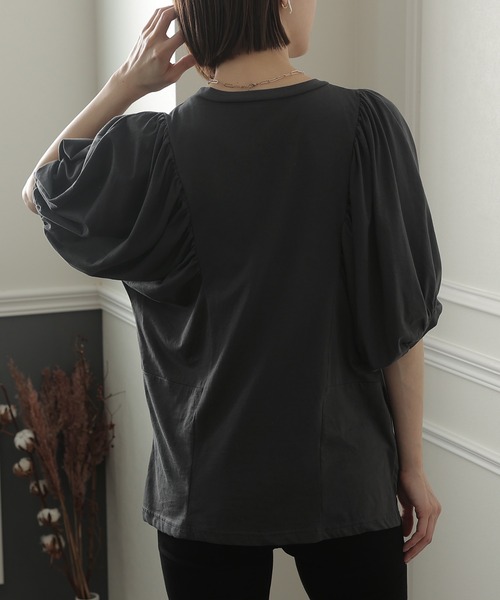 ElegChic（エレグシック）の「ドルマンギャザー袖カットソー（Tシャツ/カットソー・レディース・チャコールグレー/ブラック/ライトベージュ/ホワイト・L/XL/M）」の19枚目の写真