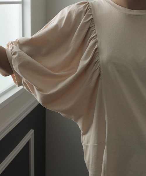 ElegChic（エレグシック）の「ドルマンギャザー袖カットソー（Tシャツ/カットソー・レディース・チャコールグレー/ブラック/ライトベージュ/ホワイト・L/XL/M）」の22枚目の写真