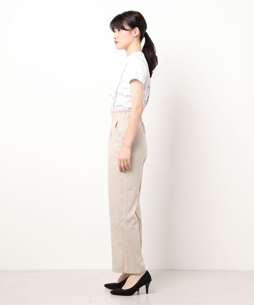 FREE'S MART（フリーズマート）の「【Sシリーズ対応】綿麻ハイウエストサス付きワイドパンツ（その他パンツ・レディース・ブラウン/ベージュ/ブルー・SMALL/MEDIUM）」の5枚目の写真