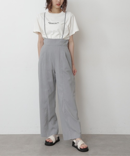 FREE'S MART（フリーズマート）の「【Sシリーズ対応】綿麻ハイウエストサス付きワイドパンツ（その他パンツ・レディース・ブラウン/ベージュ/ブルー・SMALL/MEDIUM）」の3枚目の写真