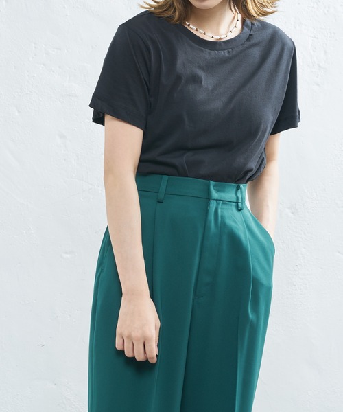 CIAOPANIC（チャオパニック）の「オーガニックコットンクルーTシャツ（Tシャツ/カットソー・レディース・オフホワイト/チャコールグレー/ブラック・FREE）」の6枚目の写真