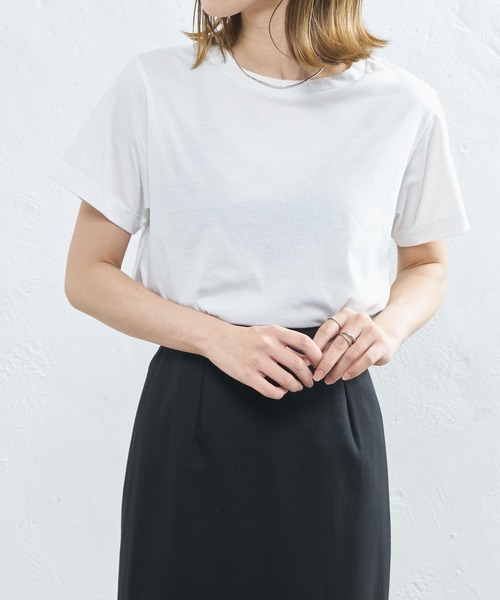 CIAOPANIC（チャオパニック）の「オーガニックコットンクルーTシャツ（Tシャツ/カットソー・レディース・オフホワイト/チャコールグレー/ブラック・FREE）」の19枚目の写真