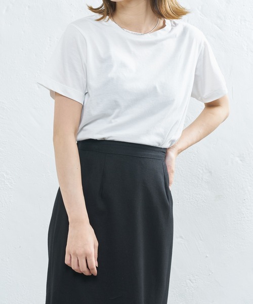 CIAOPANIC（チャオパニック）の「オーガニックコットンクルーTシャツ（Tシャツ/カットソー・レディース・オフホワイト/チャコールグレー/ブラック・FREE）」の20枚目の写真