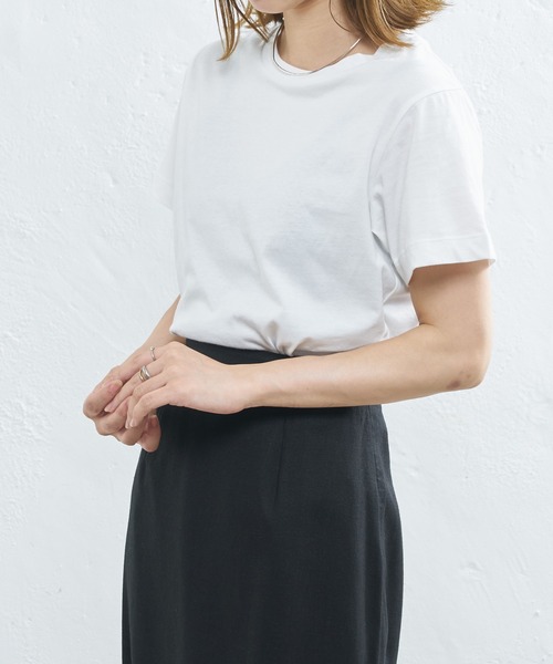 CIAOPANIC（チャオパニック）の「オーガニックコットンクルーTシャツ（Tシャツ/カットソー・レディース・オフホワイト/チャコールグレー/ブラック・FREE）」の22枚目の写真